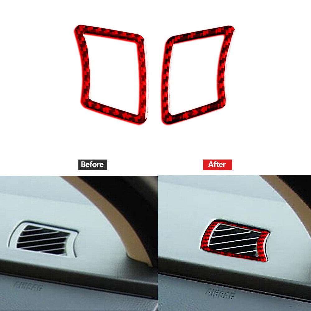 Red Carbon Fiber Console Air Vent Outlet Cover Trim for BMW 5 Series E60 2005-10
