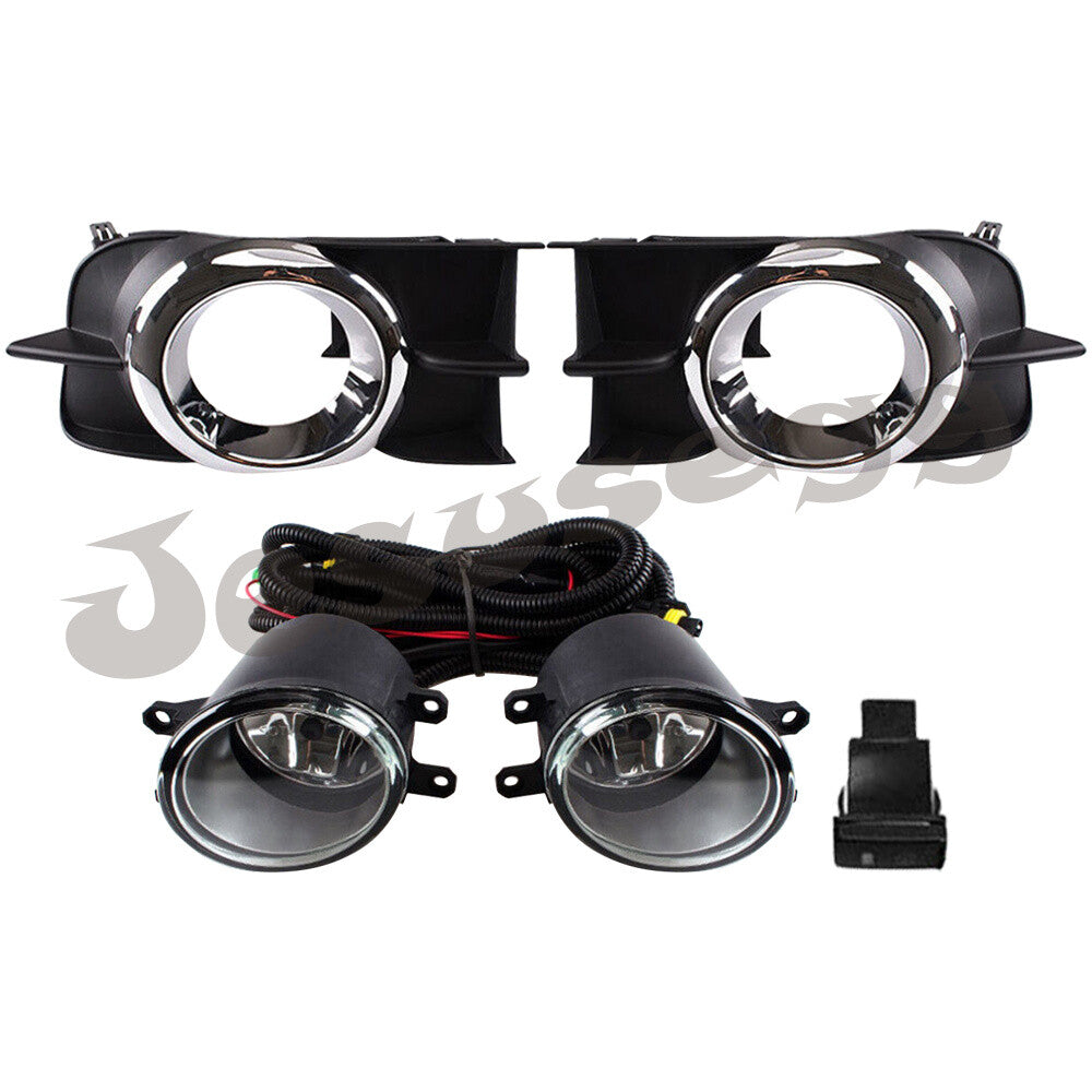 Fits 2009-2012 for Toyota Wish Complete Kit w/Bulb Bezel Wire Car Fog Lamp Lights