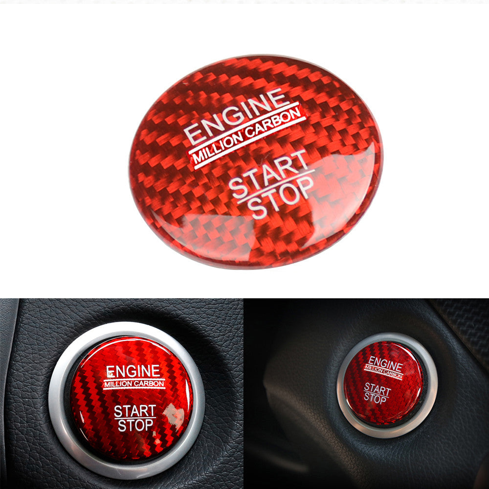Red Carbon Fiber Cap Trim for Mercedes Keyless Go Engine Start Stop Button