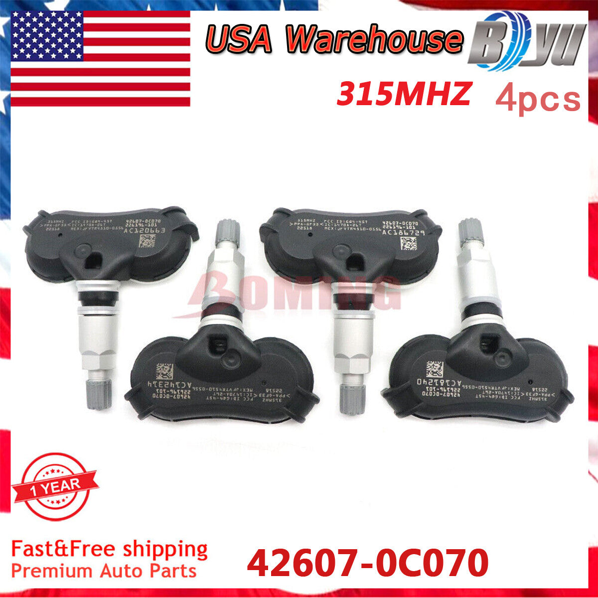 4PCS NEW 42607-0C070/08010 TPMS Tire Pressure Sensors for Toyota for Sienna Tundra