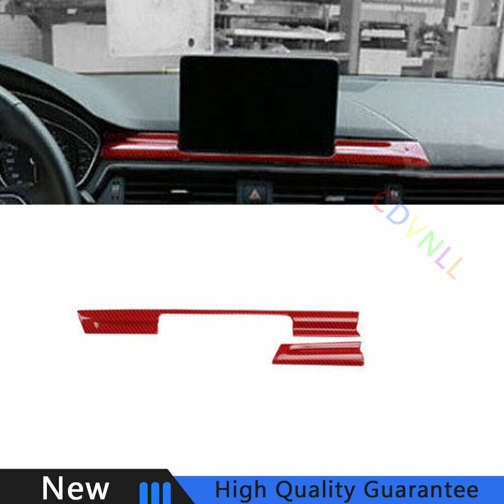 for Audi A4 A5 2017-24 Red Carbon Fiber Central Console Instrument Strip Trim 2P