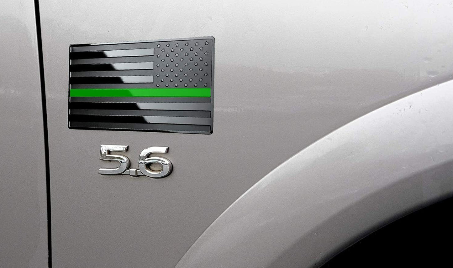 2-piece car side fender rear trunk badge American flag black and green for Chevrolet