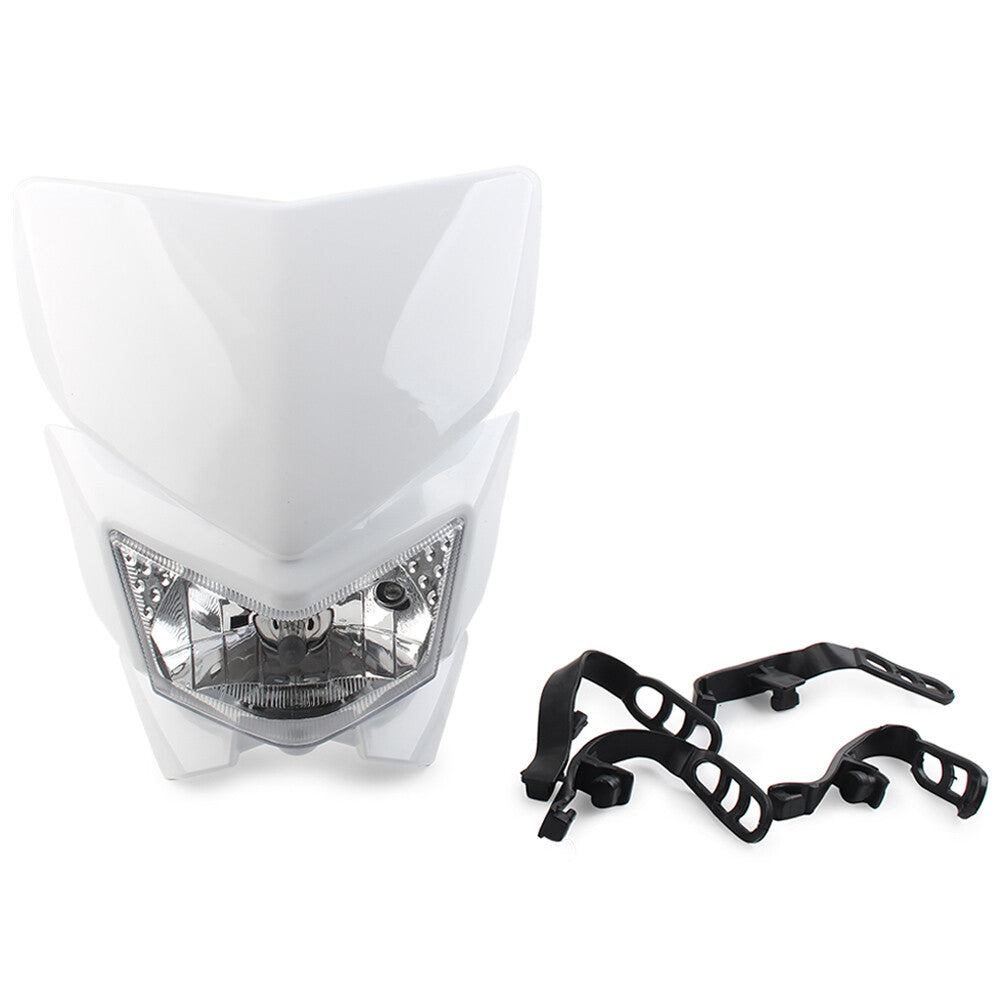 White Motorcycle Front Headlight Head Lamp Mx Enduro Dirt Trail Bike 250cc