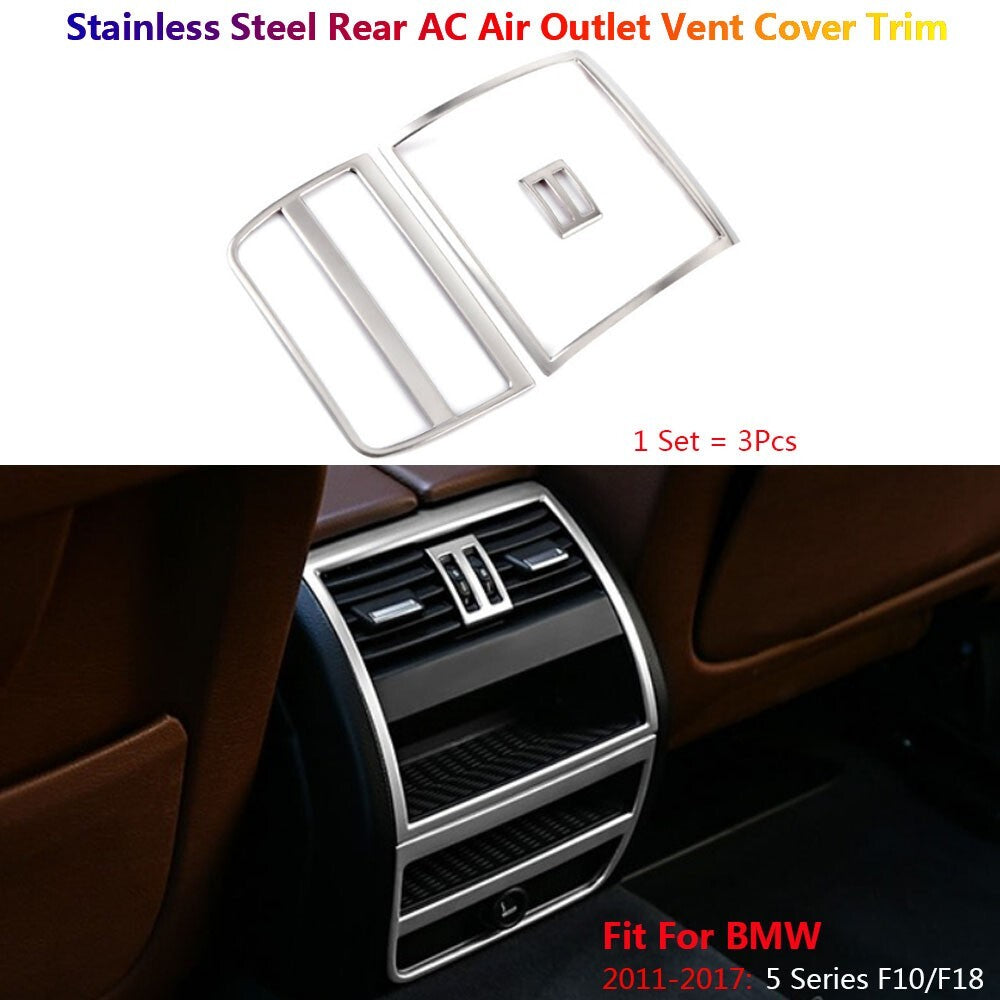Stainless Steel for BMW 5 Series F10 Car Rear for Seat Air Vent Outlet AC Cover Trim