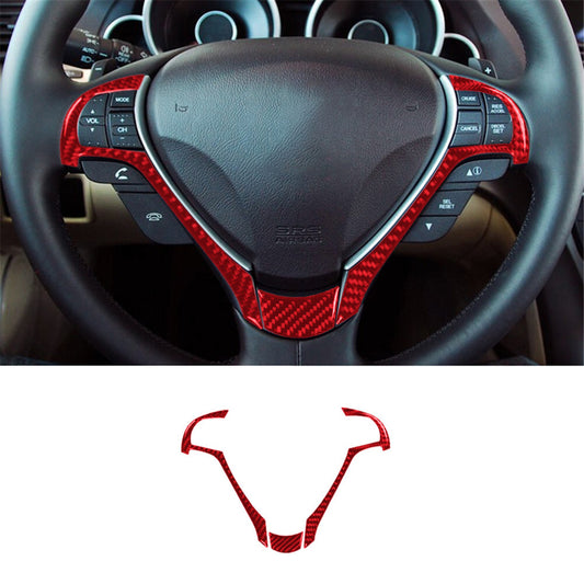 3Pcs Red Carbon Fiber Steering Wheel Accent Cover Trim for ACURA TL 2009-2014