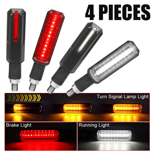 4x Black LED Motorcycle Flowing Turn Signal Blinker Running DRL Light Brake Lamp