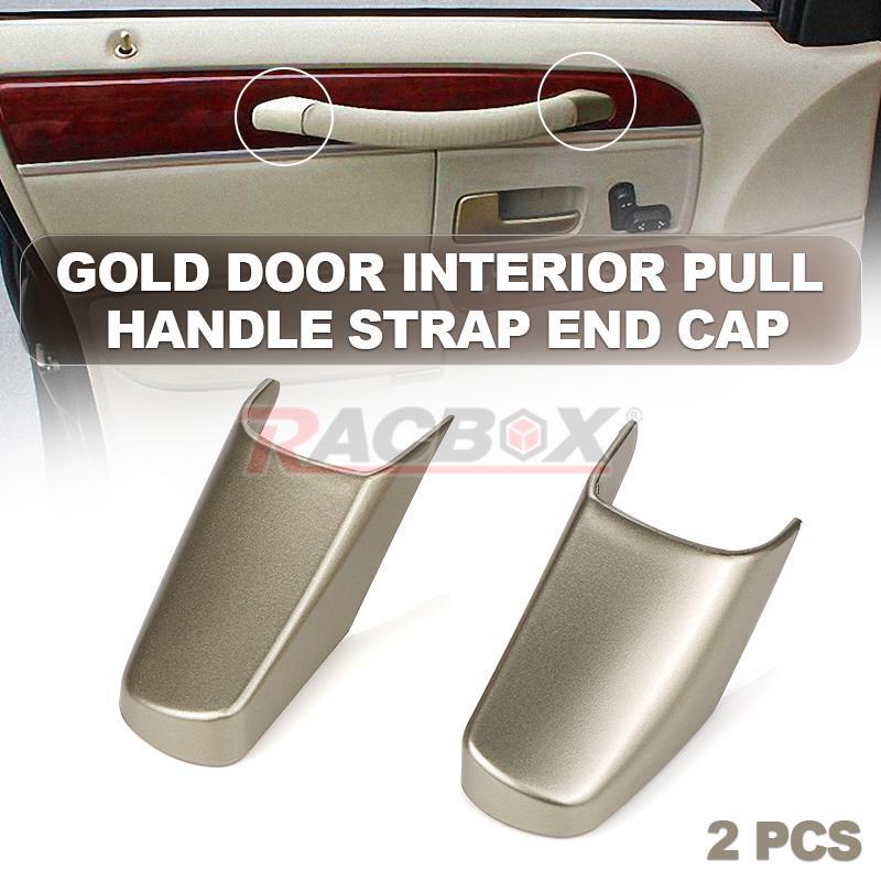 Set of 2pcs Gold Door Pull Strap End Caps Fit for Lincoln Town Car 2003-2011