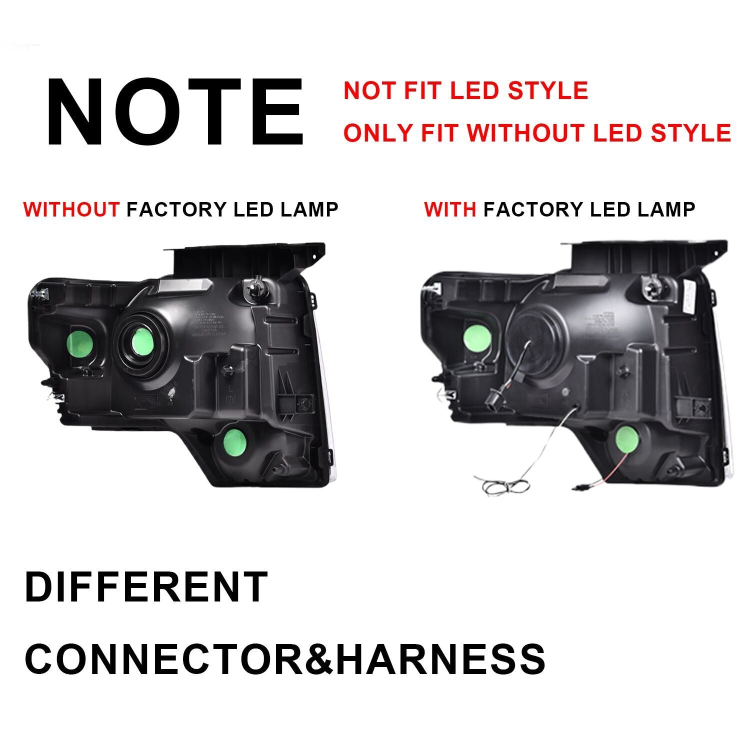 Suitable for 2009-2014 for Ford F-150 factory style headlights (left and right lights)