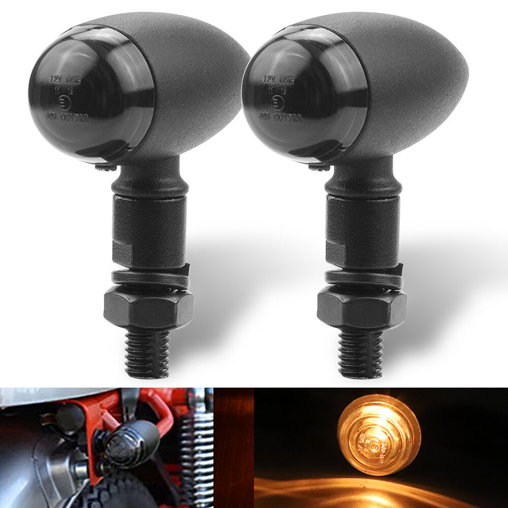 2X Bullet Motorcycle Turn Signal Indicator Amber Blinker Light Universal Smoke