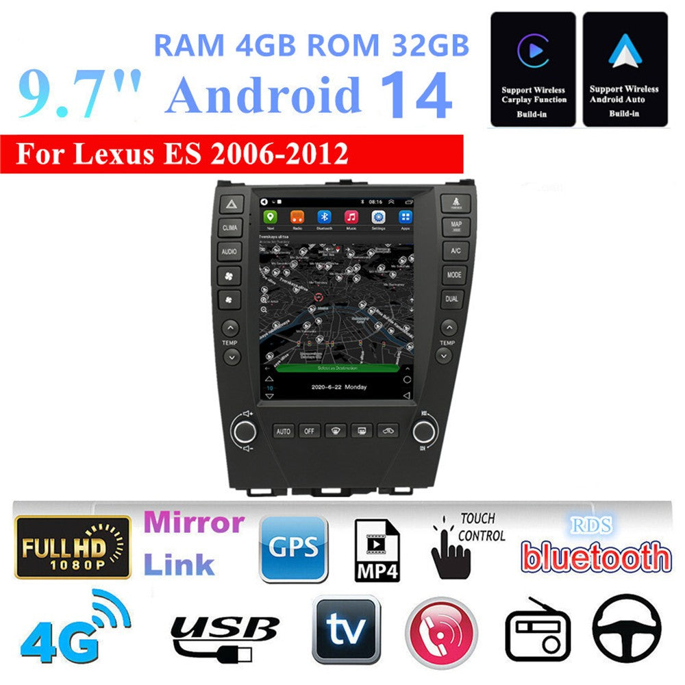 9.7Android 14 Carplay 4+32GB Car Stereo Radio Navi GPS for Lexus ES ES240