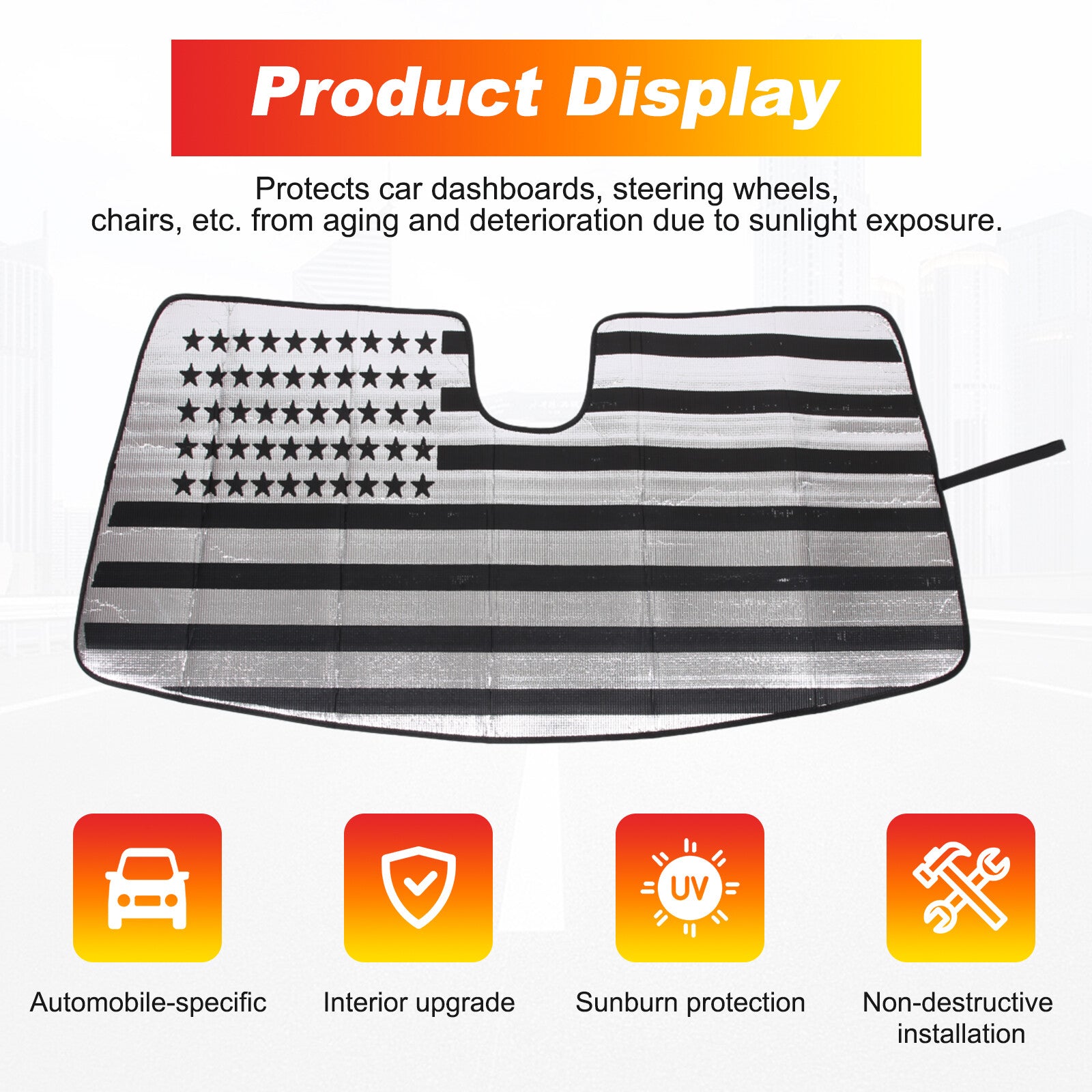 American flag windshield sunshade UV block cover for Honda CRV 2023-2024