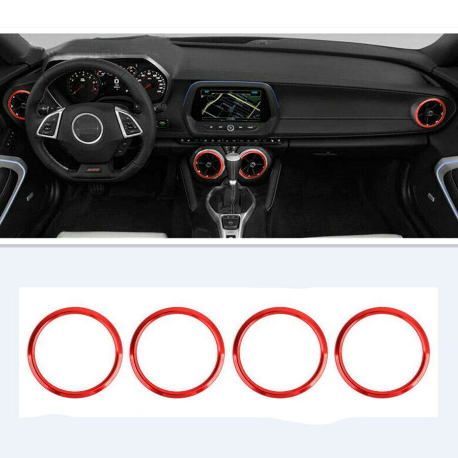 Red interior vent socket ring cover trim (4 pieces) for Chevrolet Camaro 2017 - 2021