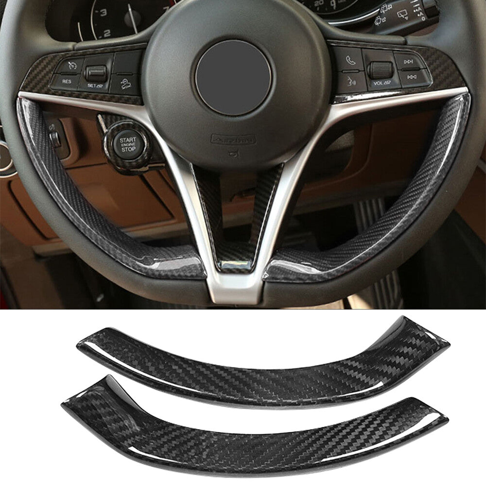 Real Carbon Fiber Steering Wheel Cover for Alfa Romeo Giulia / for Stelvio 2017-2019