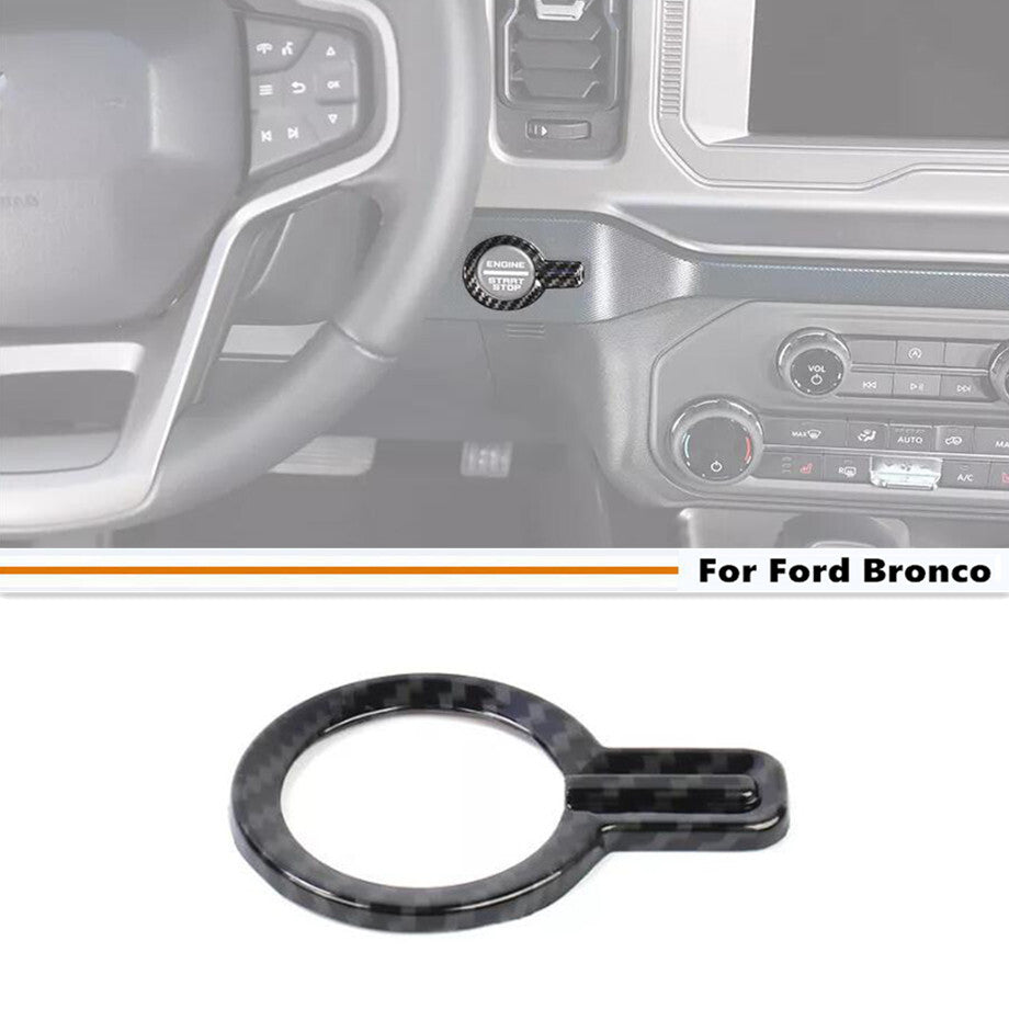 Carbon fiber car engine start/stop button cover trim for Ford for Mustang 21-24 accessories