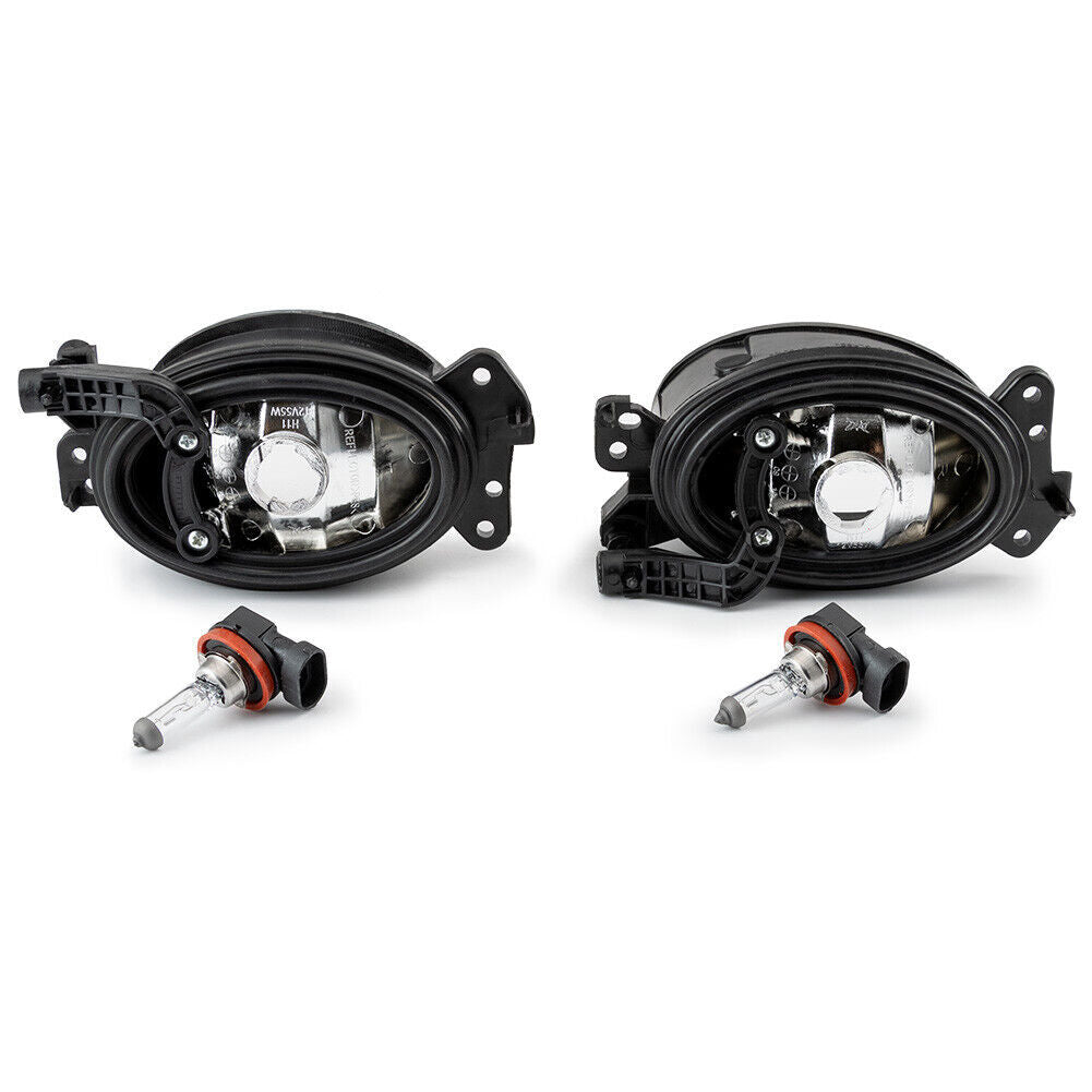 Complete Clear Lens Fog Lights w/H11 Halogen Bulbs for Mercedes C E R CLS ML EOA
