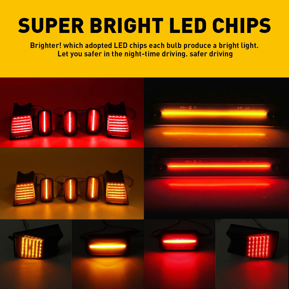 14x LED Cab Roof Side Marker Lights Front and Rear Smoke Kit for 2003-2009 for Hummer H2