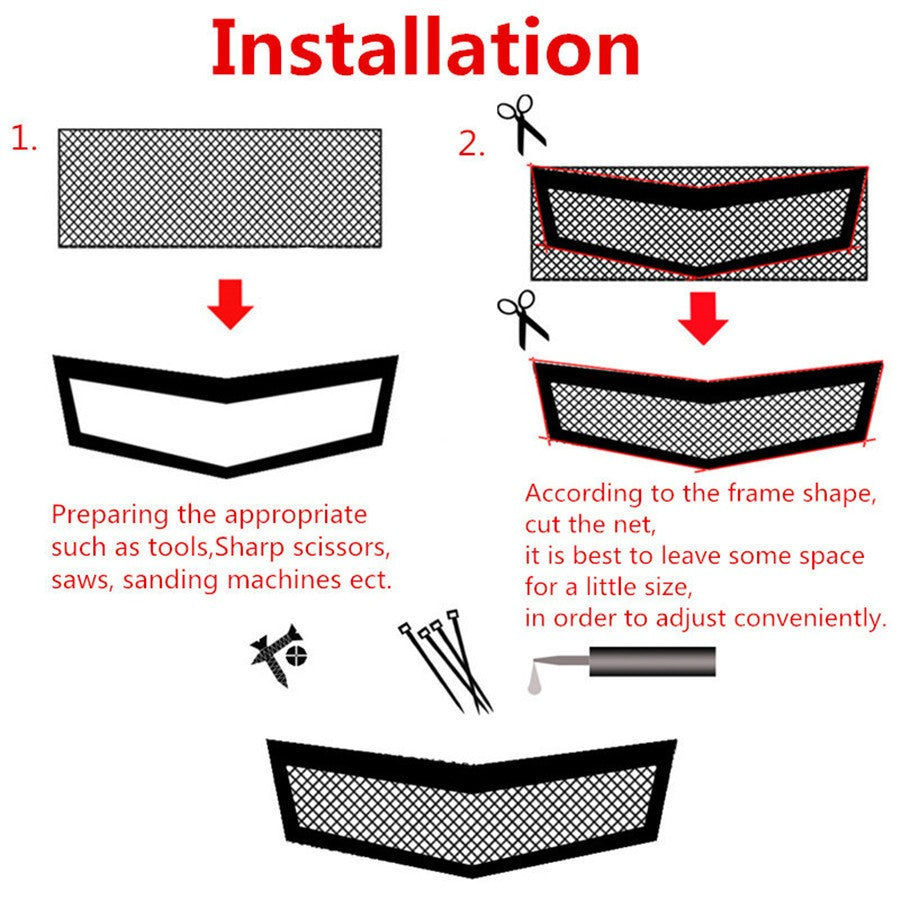 Universal Black Aluminium Car Bumper Lower Upper Grille Cover Mesh Net 40x13