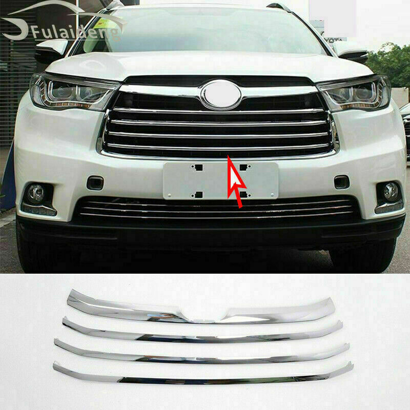 4X Chrome Front Bumper Mesh Grille Strips Trim for Toyota Highlander 2014-2016