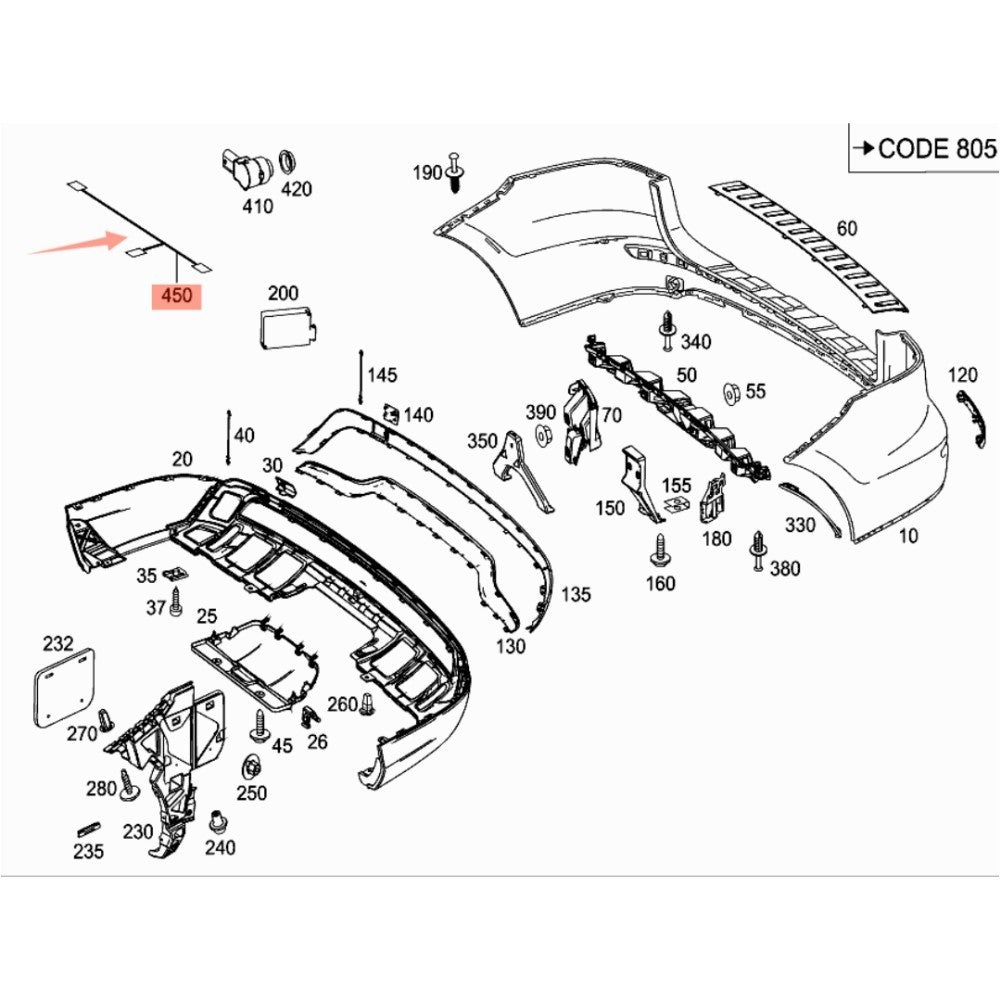 Rear Part Wiring Harness for MB M W166 13-14