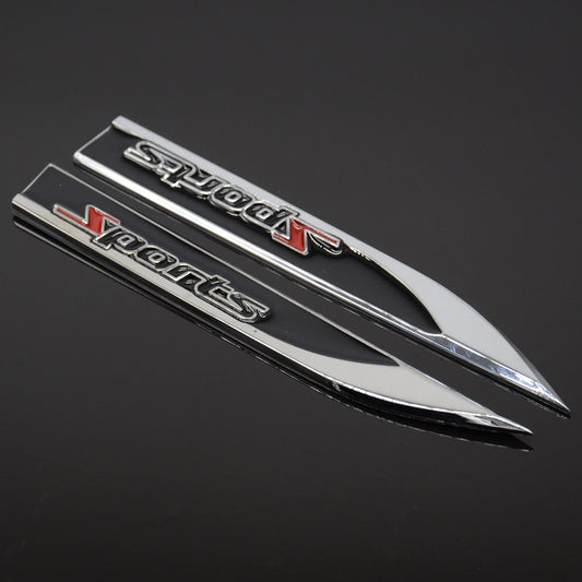 2x Sports Car Blade Dagger Sticker Badge Emblem Decal Landmarks Metal Mark Decor
