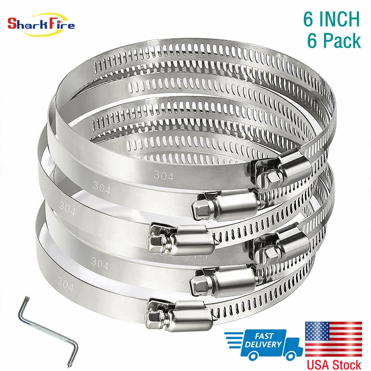 6-inch screw worm drive hose clamp 304 stainless steel hose ring clamp