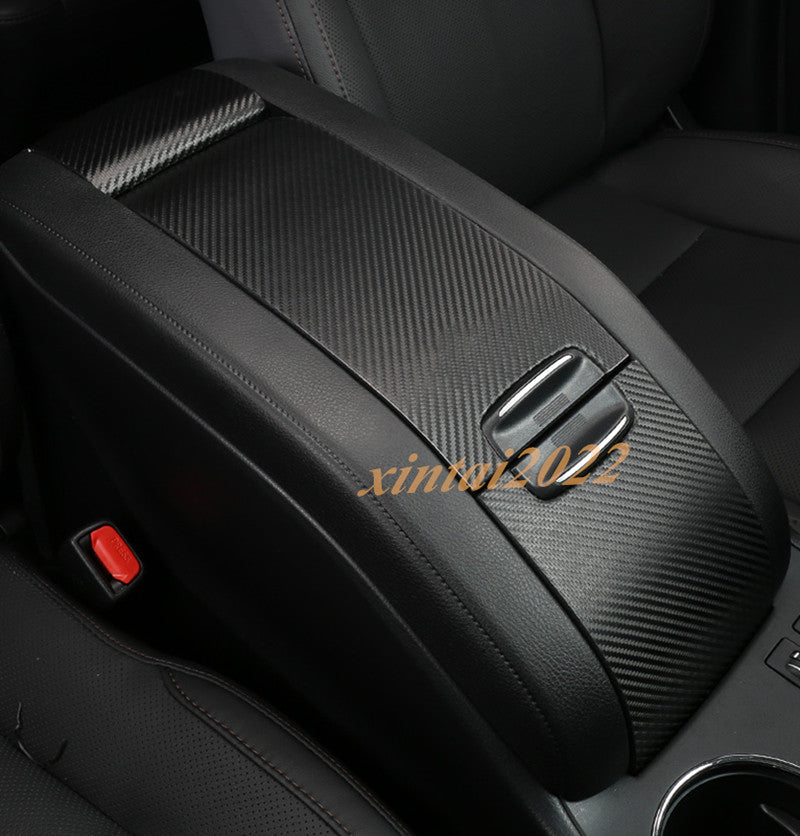 PU Carbon Fiber Center Armrest Box Stickers Trim for Toyota Highlander 2014-2019