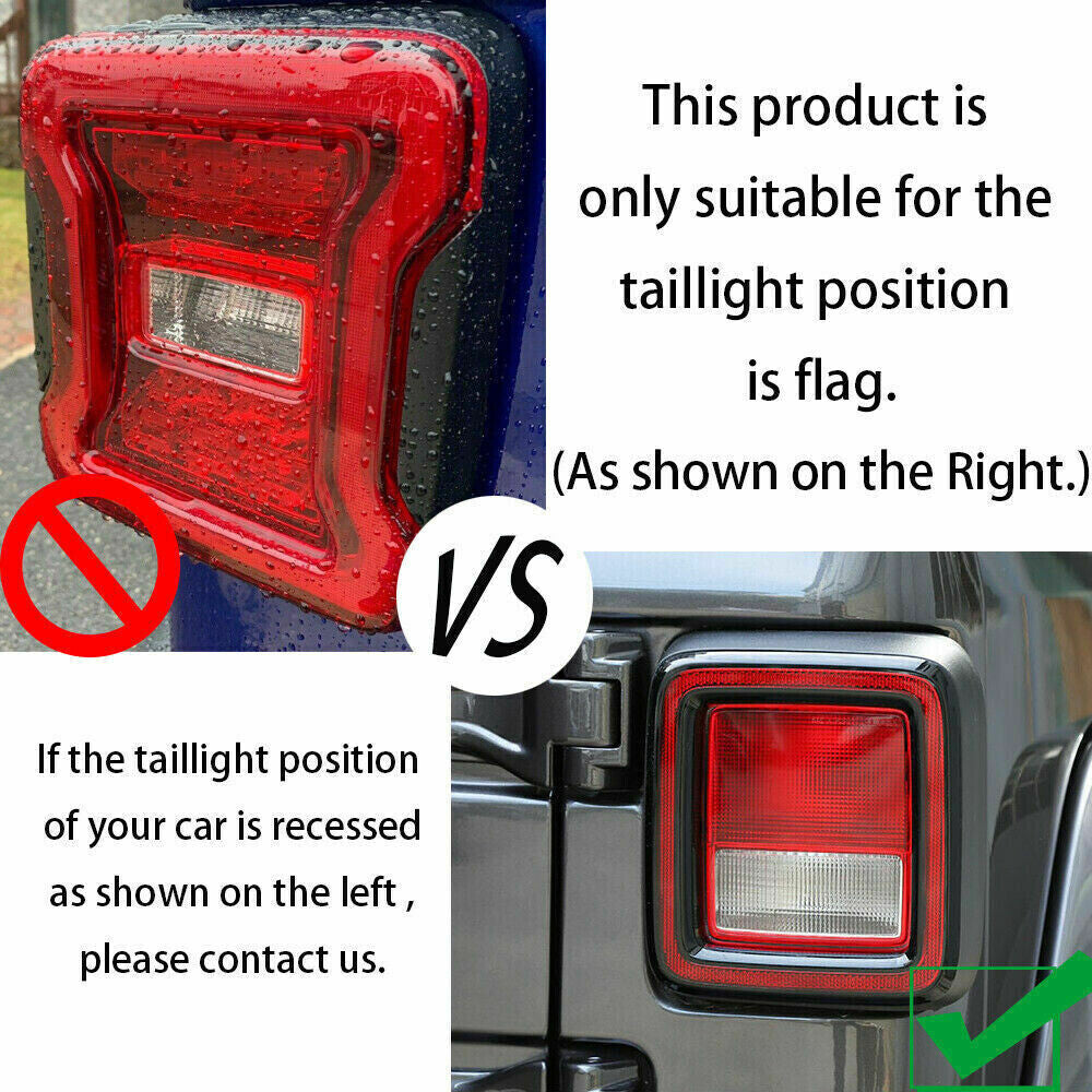 2¡ÁBlack ABS Taillight Lamp Guards Ring Cover for Jeep for Wrangler 2018+ Accessories