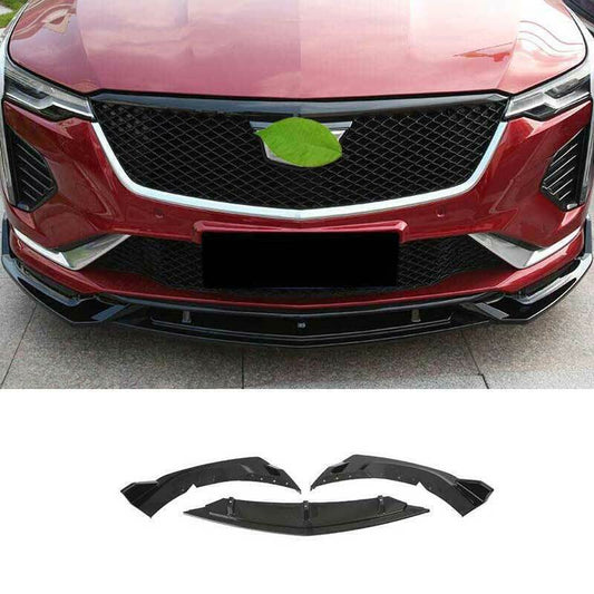 for Cadillac CT4 20-2024 ABS Black Blade Fight Front Bumper Lip Spoiler Bodykit