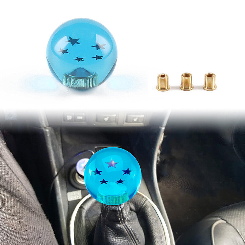 1Pc Blue Dragon Ball Shift Knob W/3 Adapter Universal Manual Transmission 5 Star
