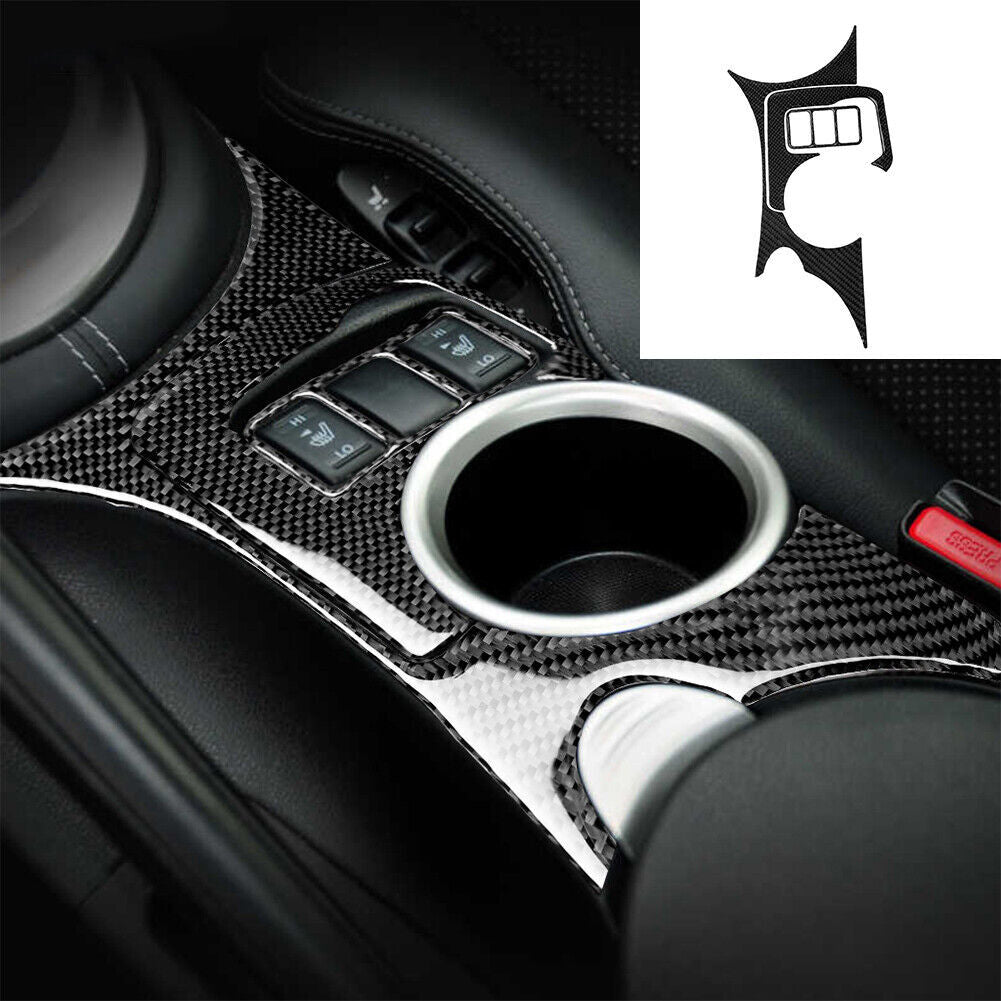 3Pcs for Nissan 370Z 2009-2020 Carbon Fiber Center Console Cupholder Cover Trim