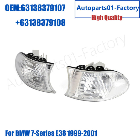 1Pair Left+Right Parking Lamps Clear Signal Light for BMW 7-Series E38 1999-2001