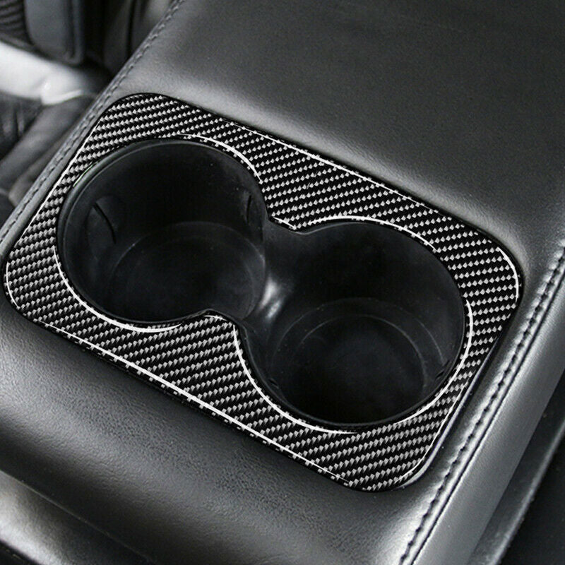 Carbon Fiber Rear Water Cup Holder Cover Trim for Jeep Grand Cherokee 2011-2021