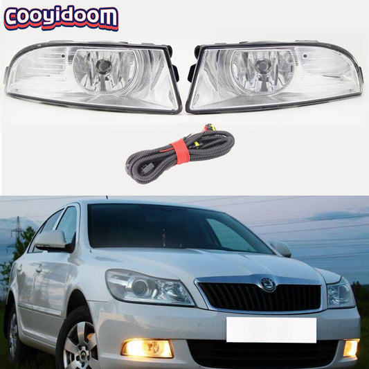 For 2009-13 for Skoda Octavia A5 A6 Pair Front Bumper Fog Lights With BulbsHarness