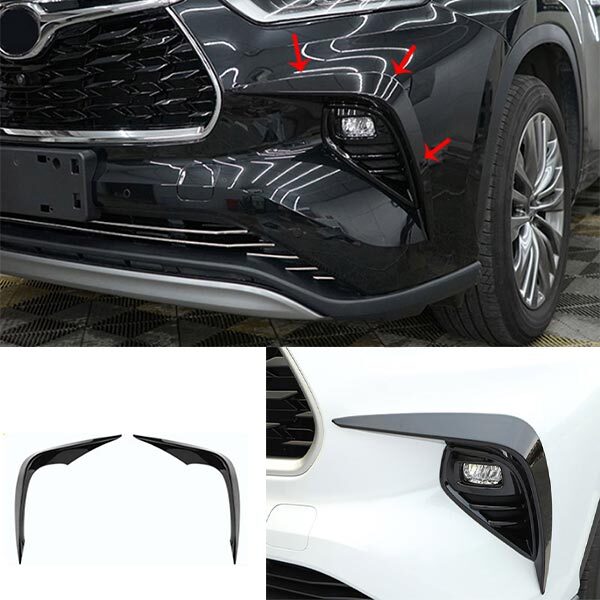 for Toyota Highlander Exterior Front Fog Light Strip Trim 2020-22 Glossy Black