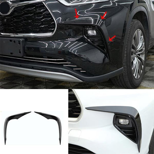 for Toyota Highlander Exterior Front Fog Light Strip Trim 2020-22 Glossy Black