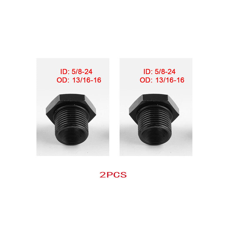 2pcs Aluminum 5/8x24 to 13/16x16 Automotive Threaded Oil Filter Adapter Black