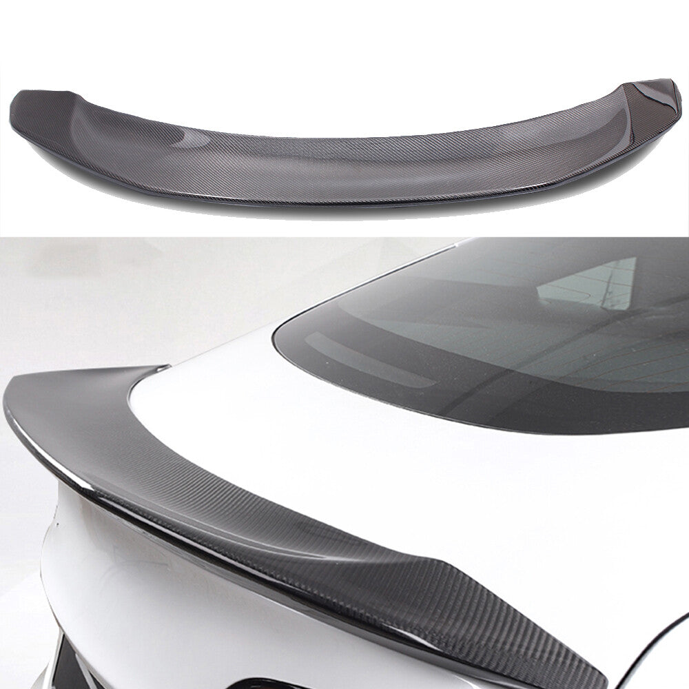 New Real Carbon Fiber V Style Rear Spoiler Wings for Tesla 2017-2024 Model 3