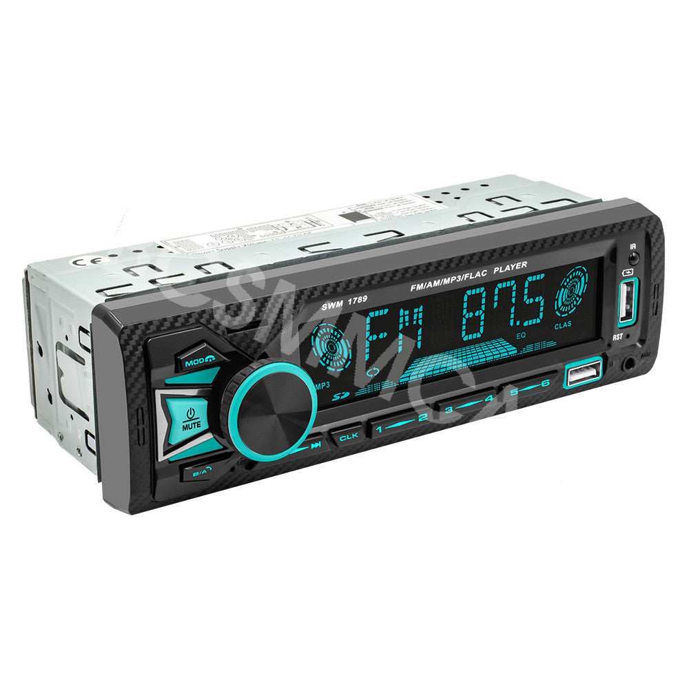 Single DIN In-Dash Bluetooth MP3 USB TF Digital Media Car Radio Colorful Light