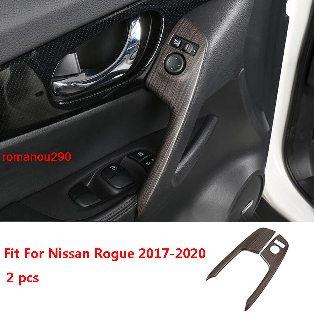 for Nissan Rogue 2017-2020 ABS Wood Grain Front Door Armrest Cover Trim Strip