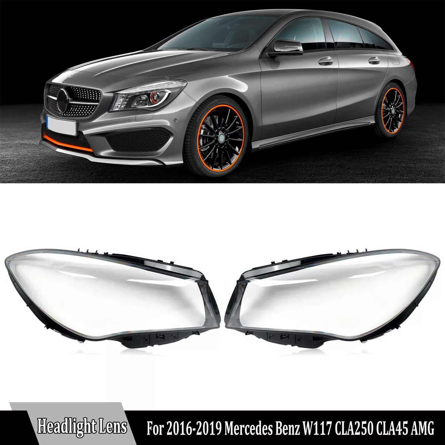 Front Clear Headlight Lens Cover For 2016-19 for Mercedes for Benz W117 CLA250 CLA45