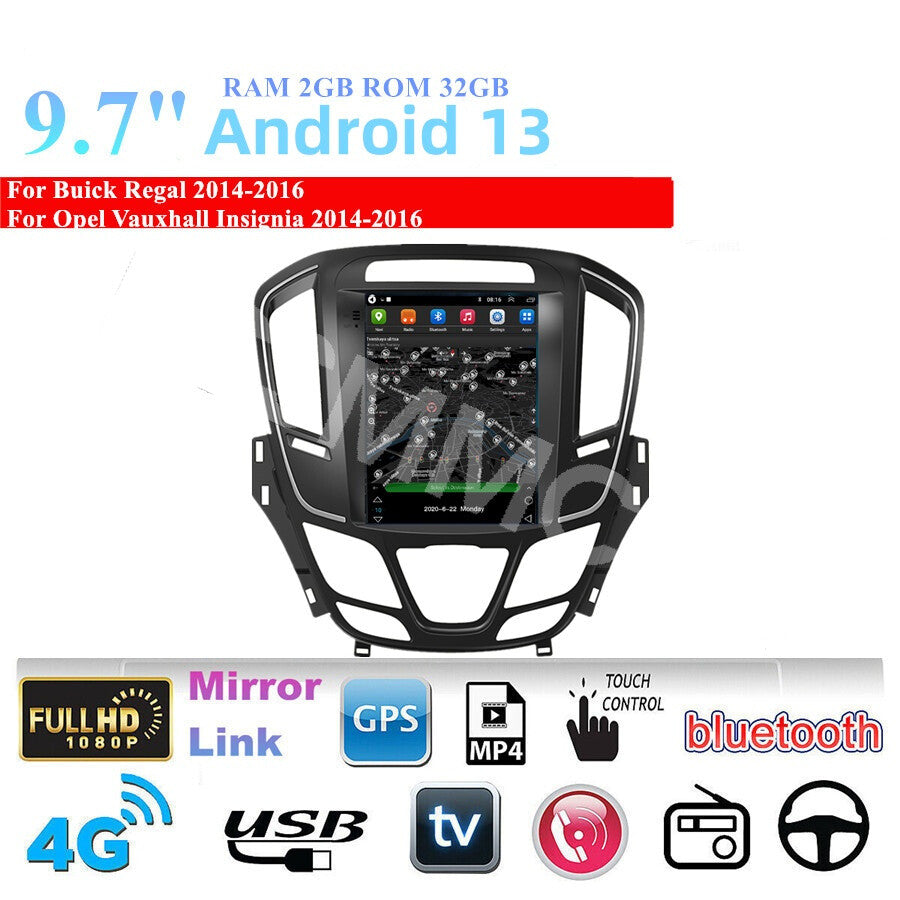 9.7 Car Radio Stereo Player Fit for Buick Regal 2014-2016 GPS Nav BT WiFi