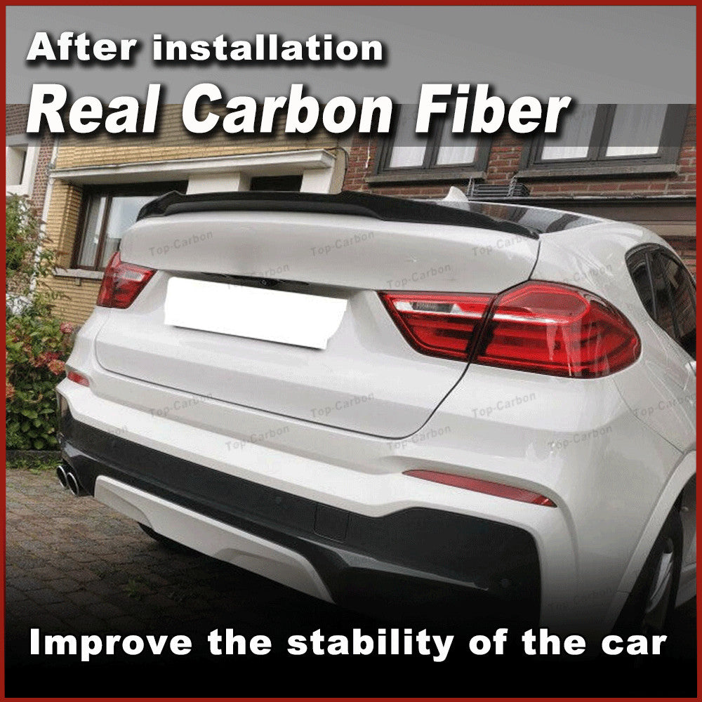 REAL CARBON Rear Trunk Racing Spoiler Boot Lip Wing for BMW X4 F26 35i 2014-2017