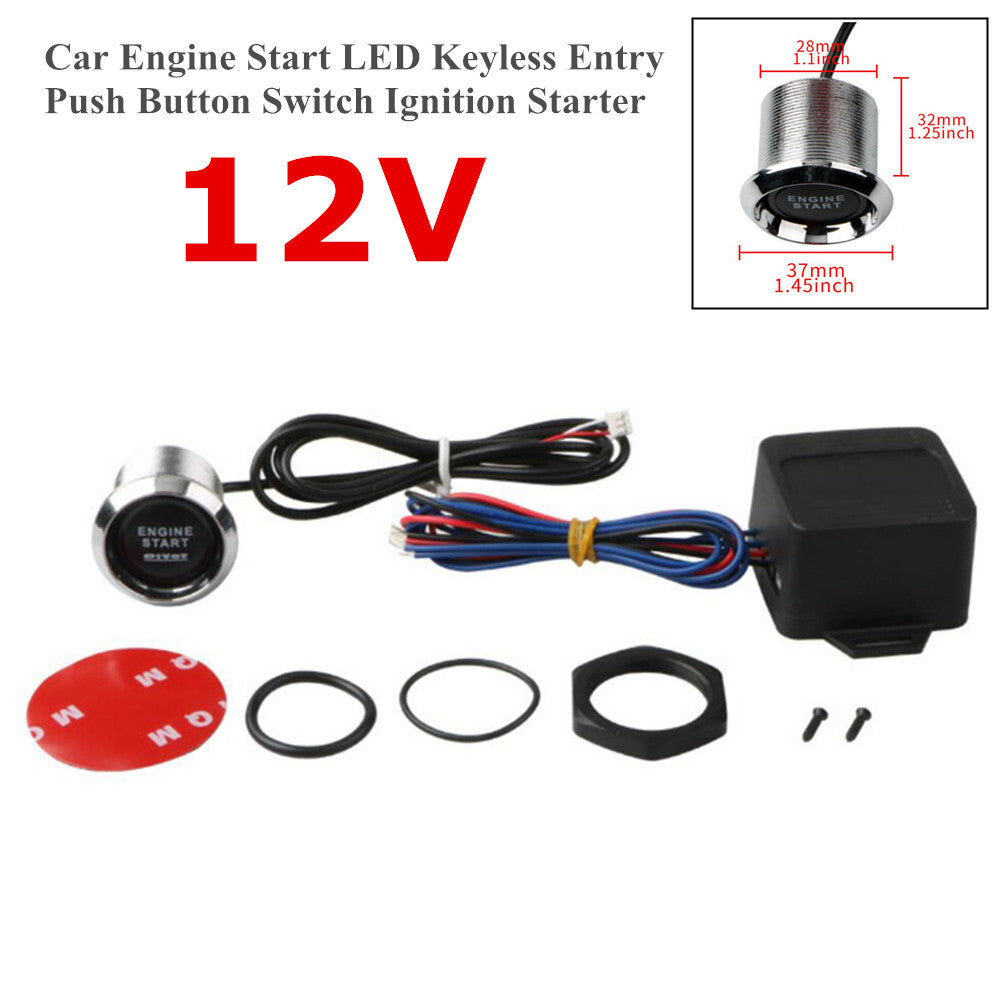 12V Car Engine Start LED Keyless Entry Button Switch Lgnition Starter Trim