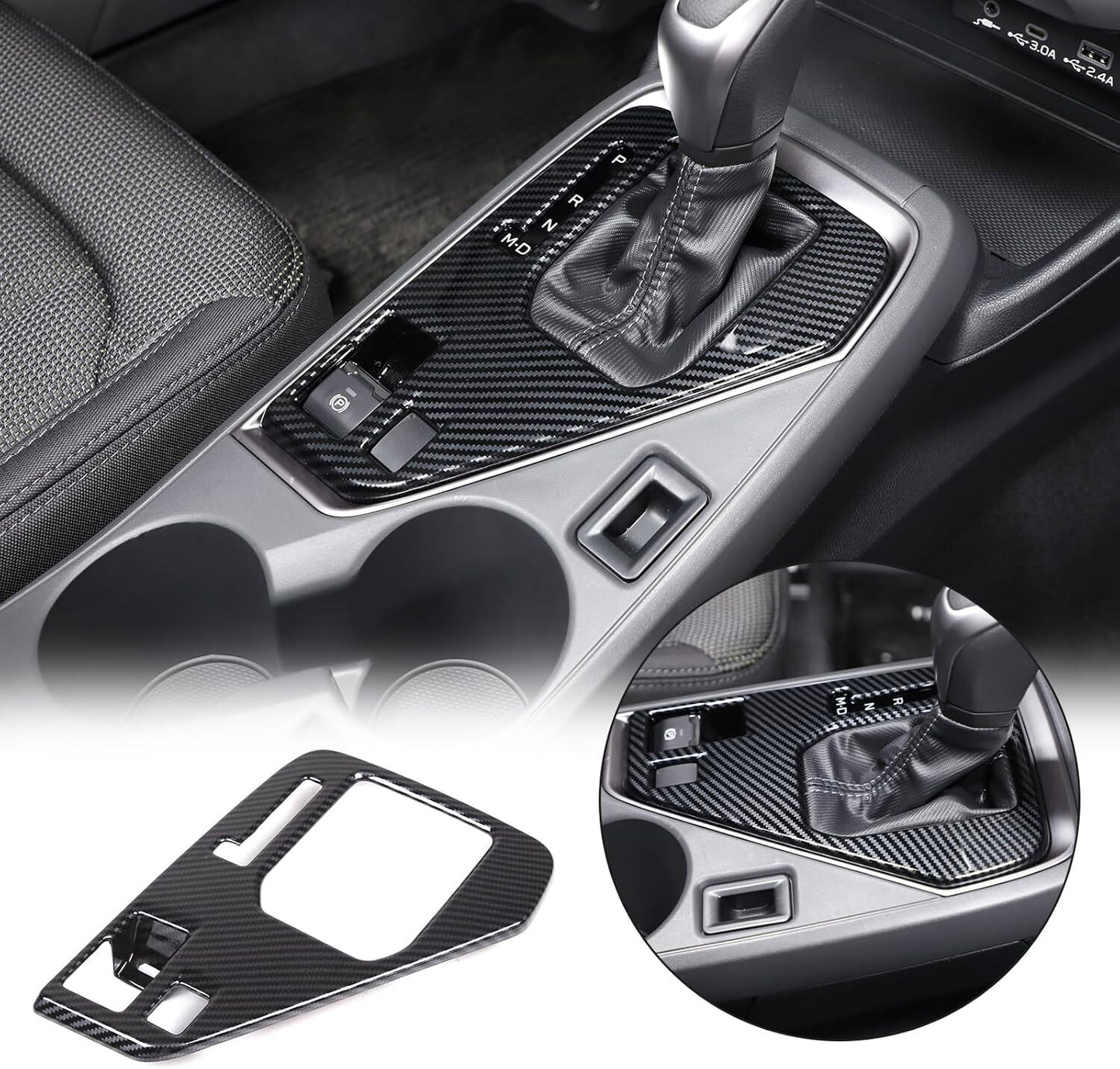 Carbon Fiber Style For 2023-2025 for Subaru Crosstrek Gear Shift Panel Cover Trim