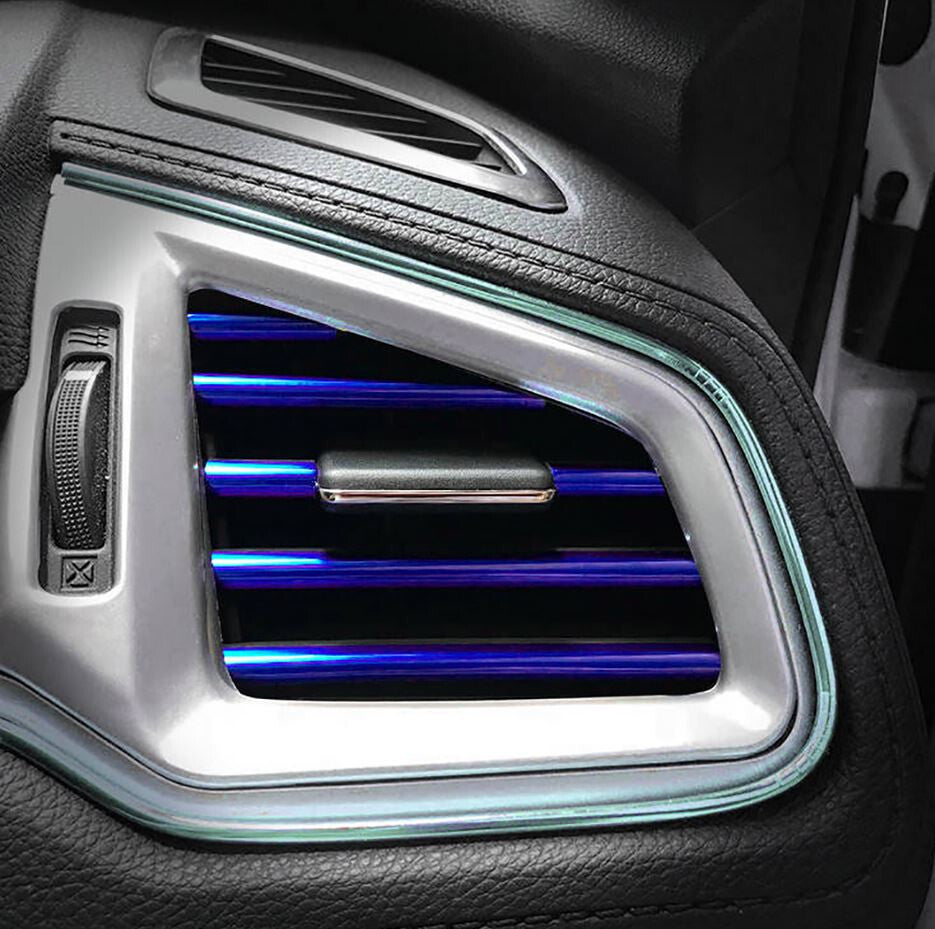 10-Piece Car Air Conditioner Socket Decorative Molded Trim Strip in Blue for BMW
