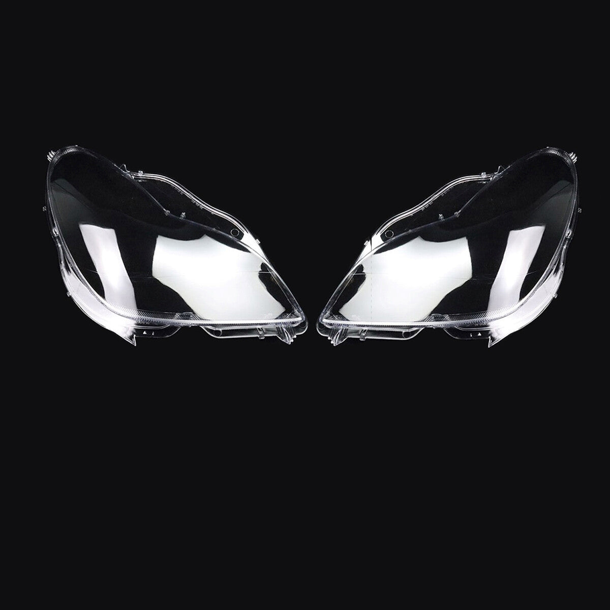 A pair of transparent headlight protective covers for Mercedes-Benz W219, CLS350, and CLS550 (2006-2011).