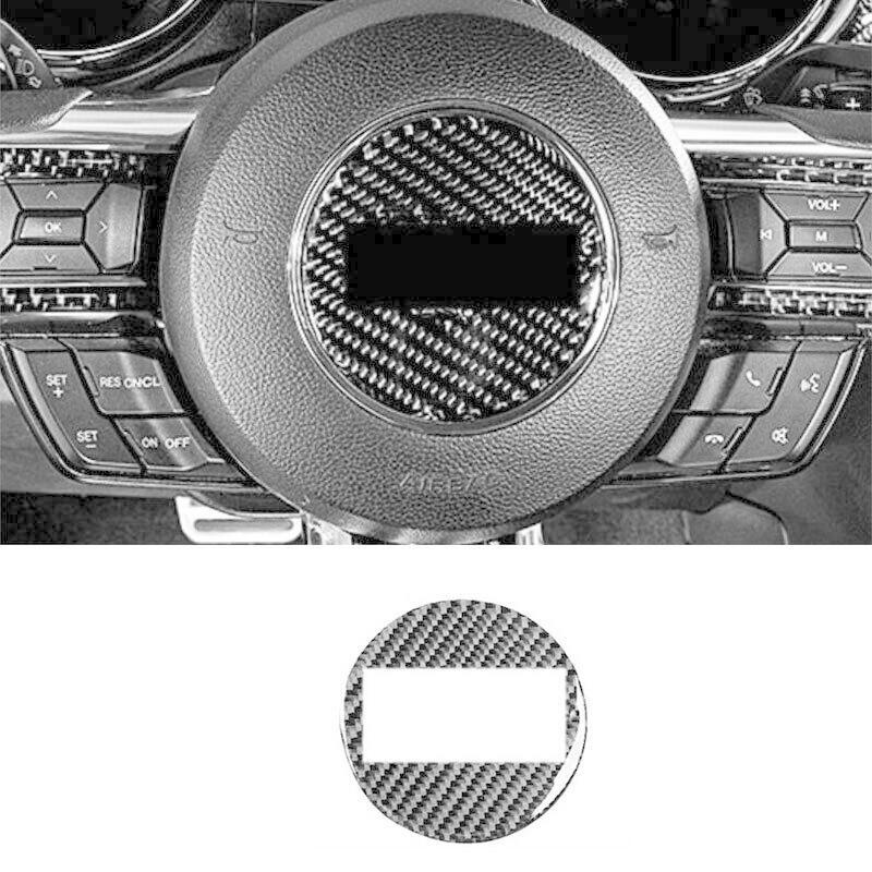 Fit for Ford for Mustang 2015-2022 Carbon Fiber Steering Wheel Cover Panel Trim 1PCS
