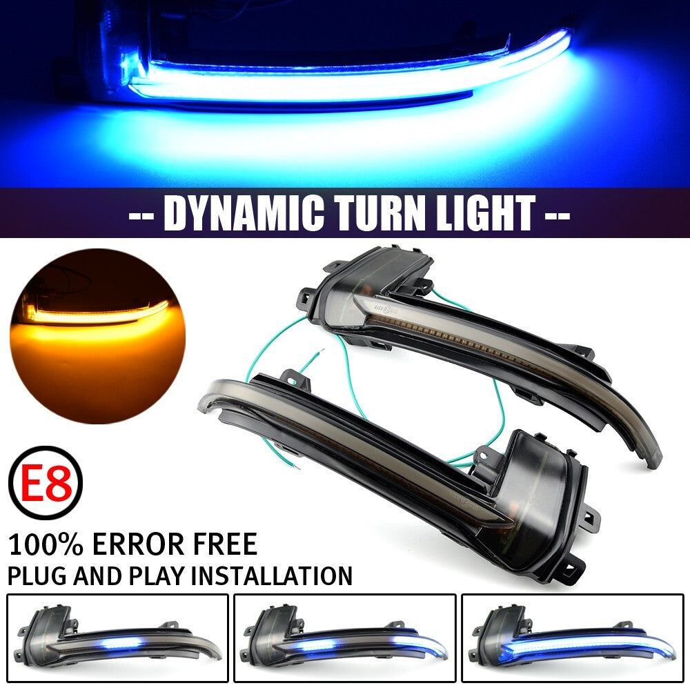 2pcs LED Dynamic Side Mirror Turn Signal Light Assembly Blue for Audi A3 B8.5 A4
