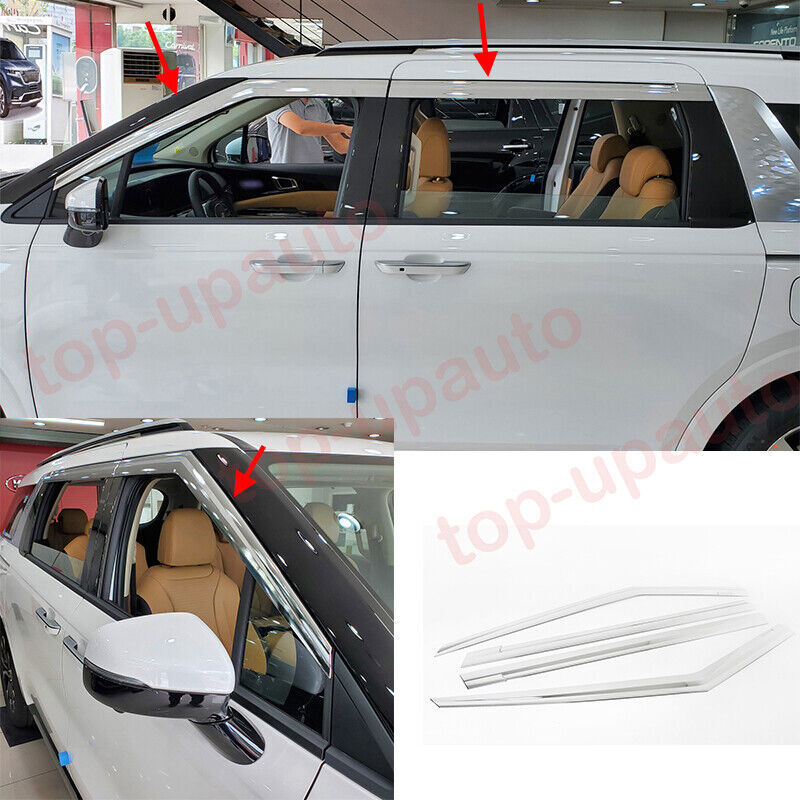 for Kia Carnival 2022-2024 Chrome Window Wind Visors Rain Guard Vent Deflectors