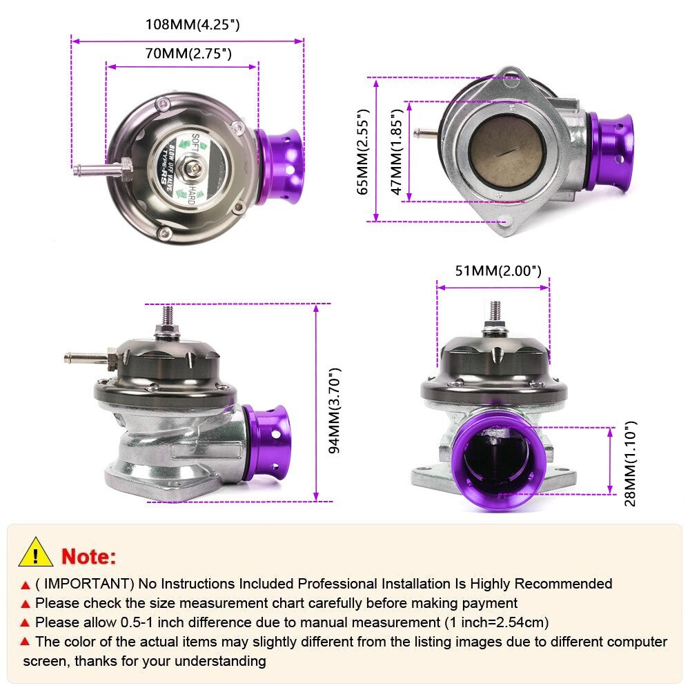 New Purple Universal Billet Aluminum Type-RS Turbo Blow Off Valve BOV